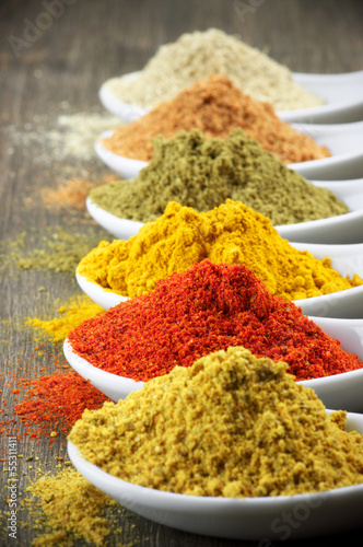Assorted powder spices