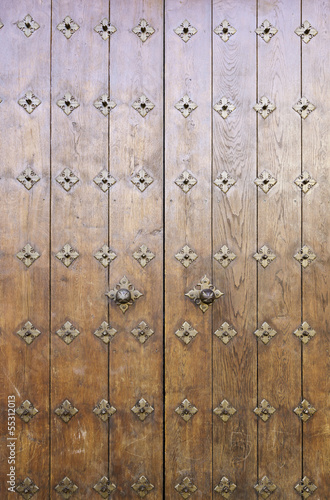 Ancient medieval wooden door