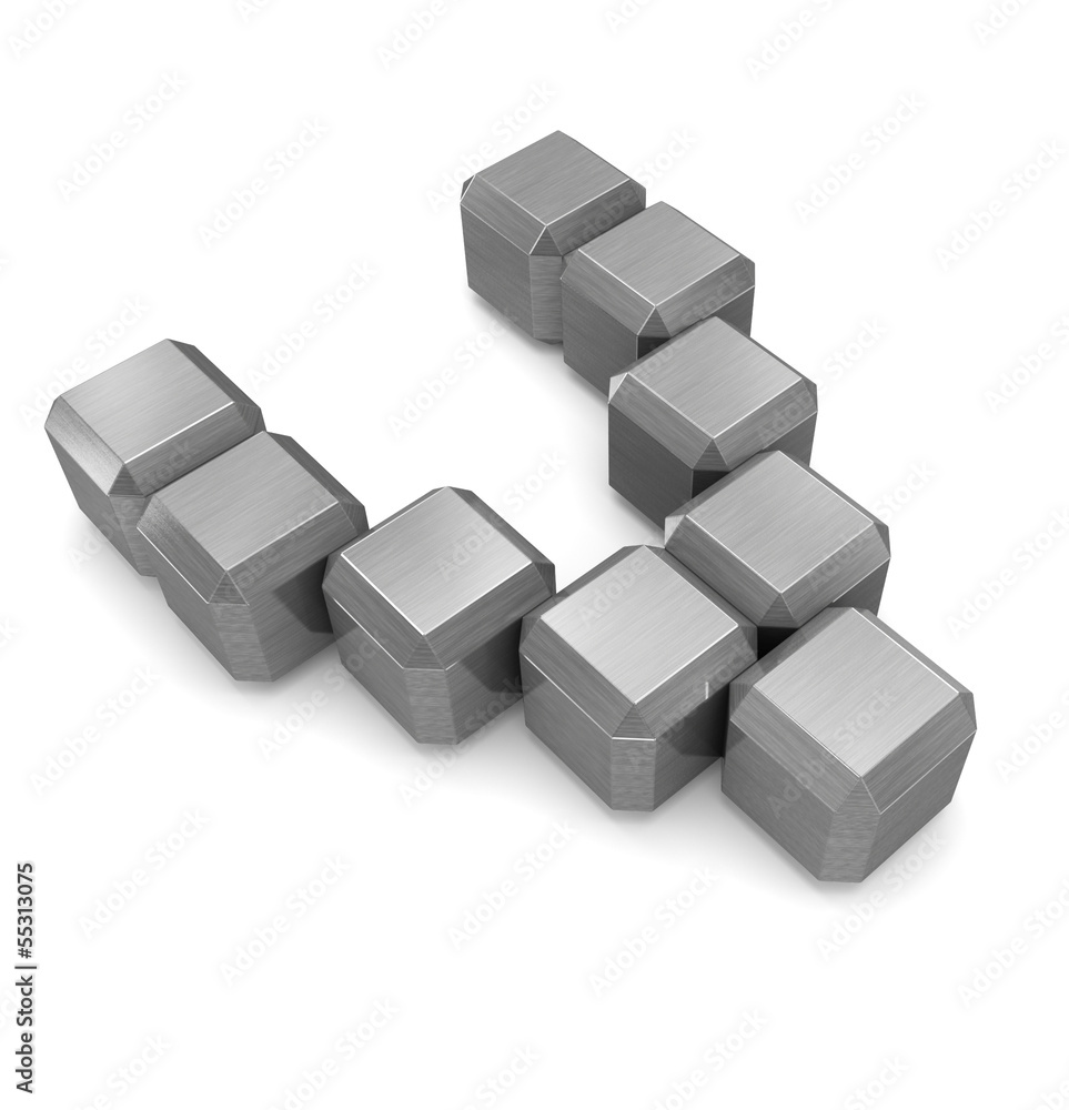 letter V cubic metal letter V cubic metal