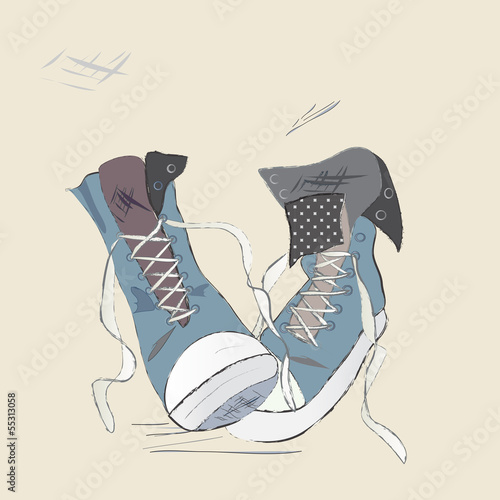 Canvas Shoes Illustration. Drawn Design of a Sneakers