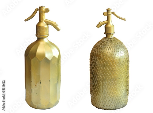 very old copper bottles for sparkling water