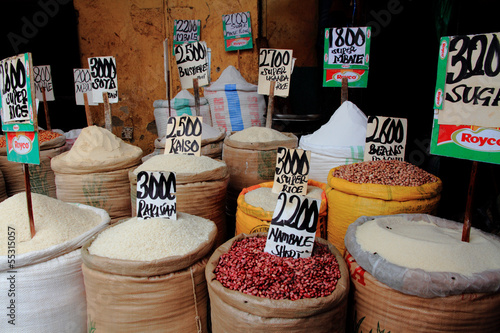 Rice, Beans, Sugar in African Market