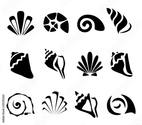 Stampa su tela Abstract shell symbol set