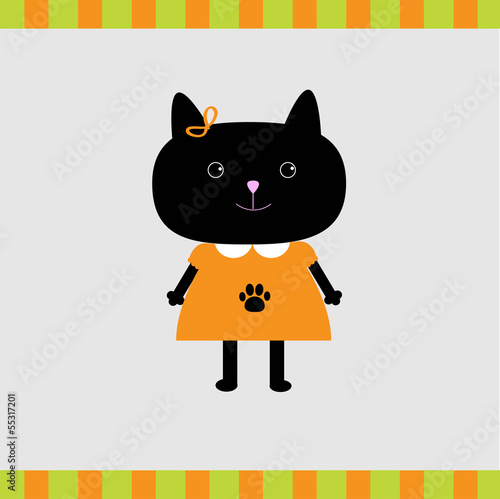 Cartoon black cat girl card