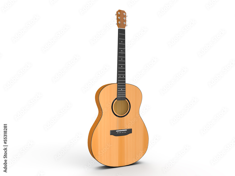 Isolated on white acoustic guitar