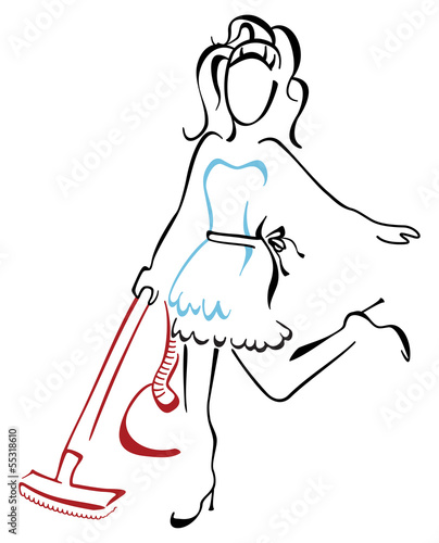 Woman vacuuming at house