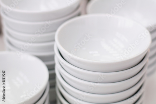 Stack of white bowls