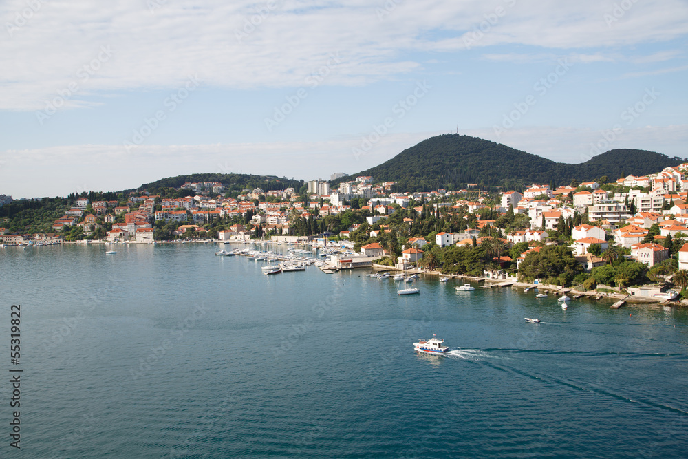 Pilot Boat Cruising Across Bay in Croatia