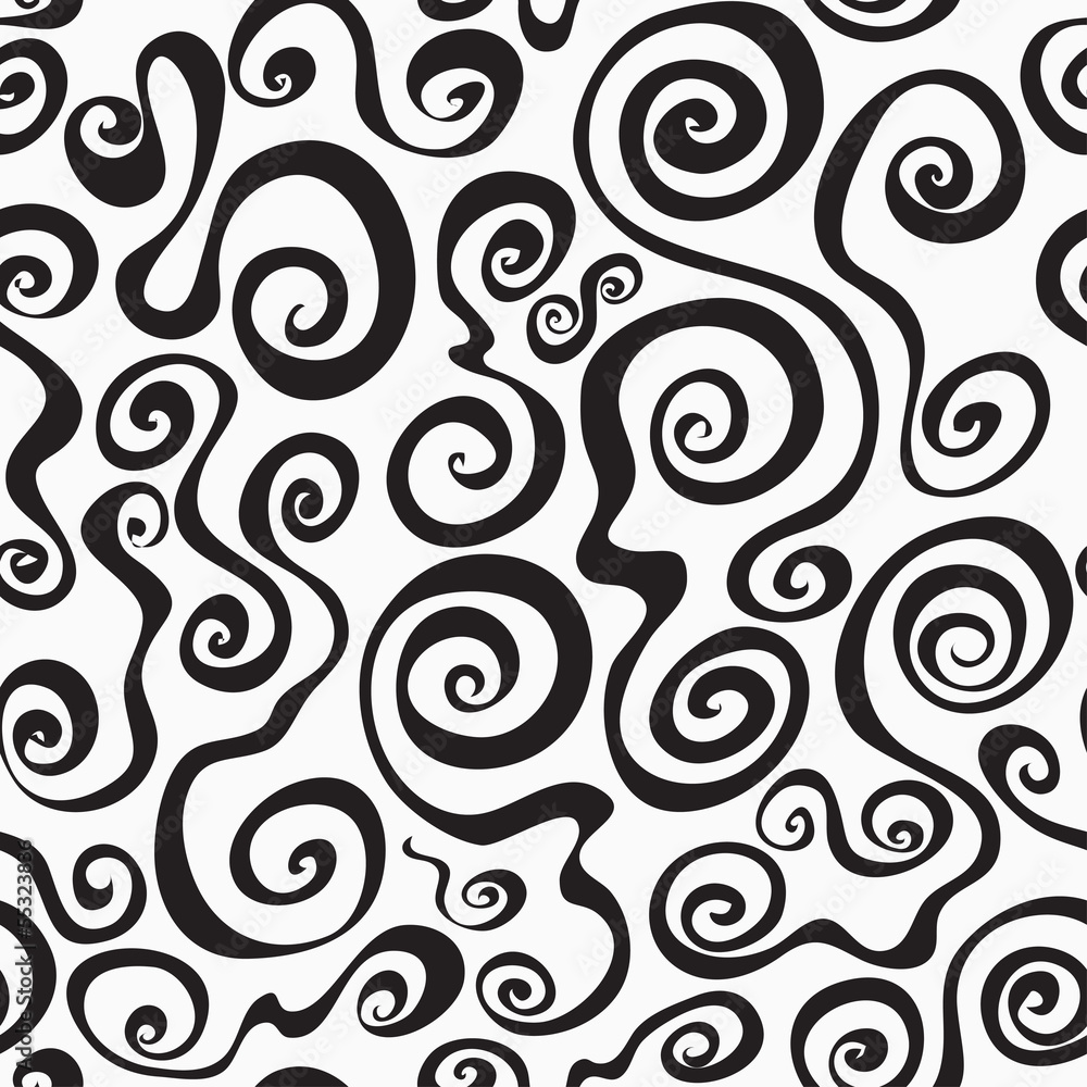 abstract monochrome curved lines seamless