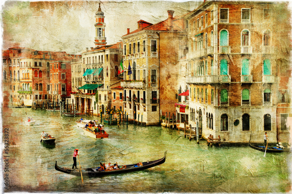Naklejka premium Wenecja - grafika w stylu malarskim