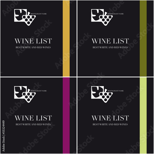 Copertina per la lista dei vini in 4 varianti