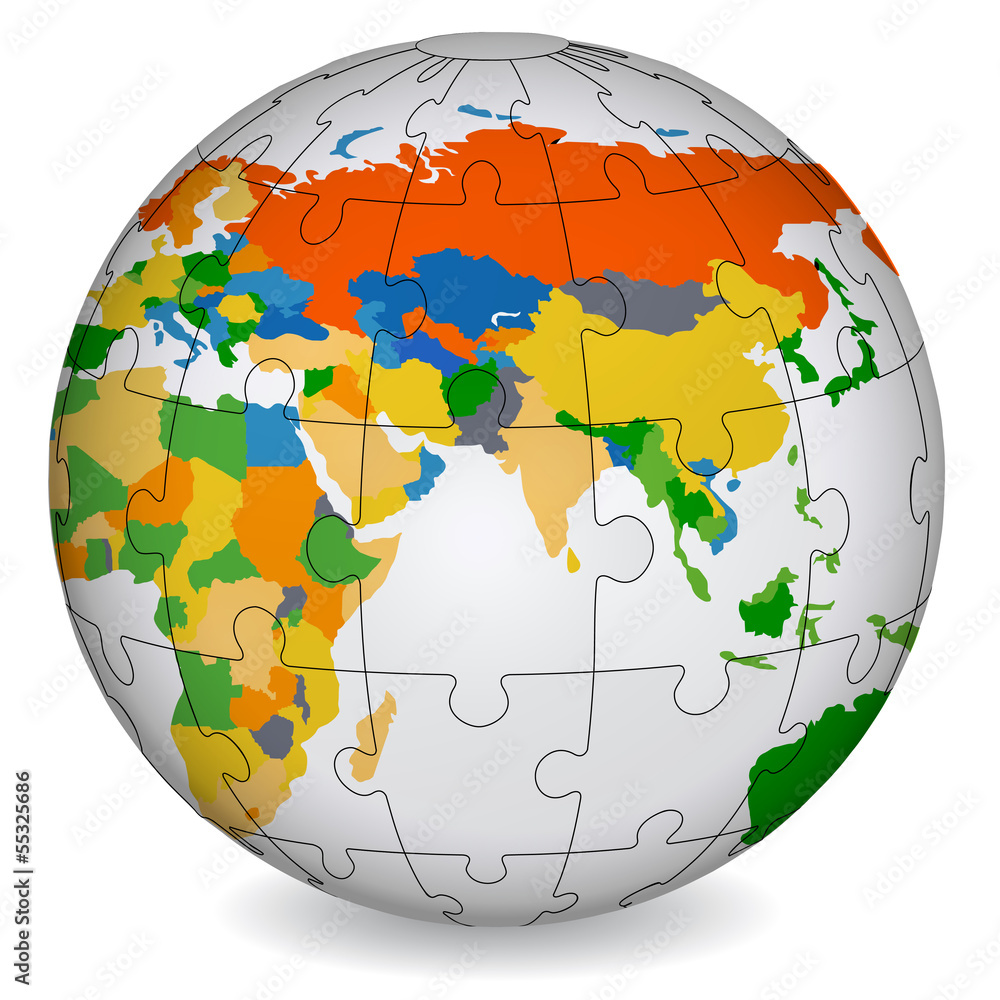 Naklejka premium Cartographic puzzle of Europe