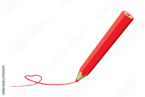 roter Buntstift zeichnet Herz