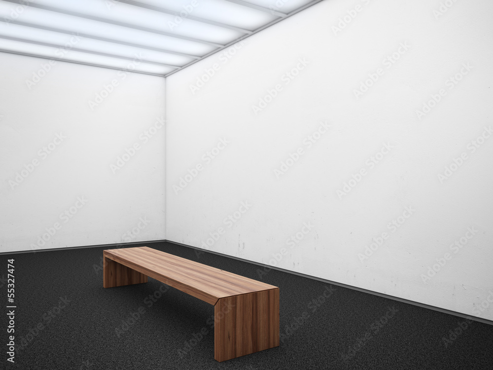 Fototapeta premium wooden bench at an empty gallery