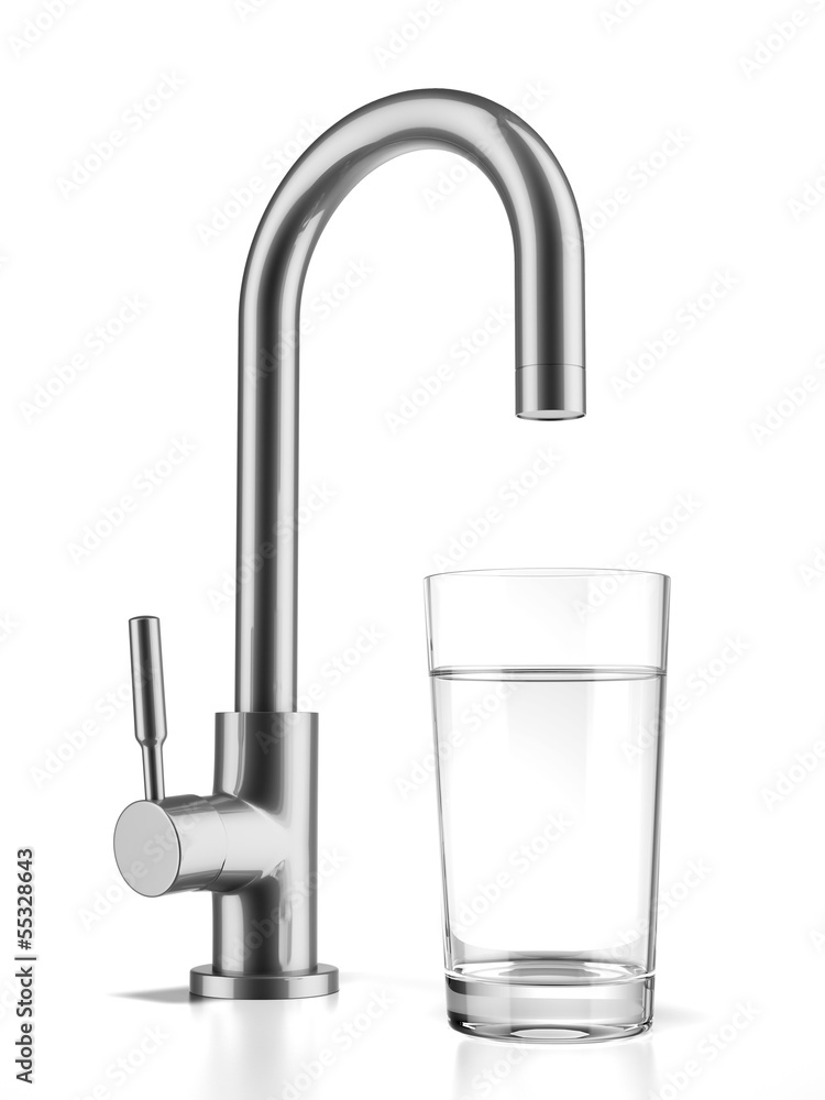 Glass filled with drinking water from tap Glass filled with drinking water from tap
