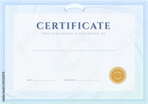 Certificate / Diploma template (design). Guilloche pattern
