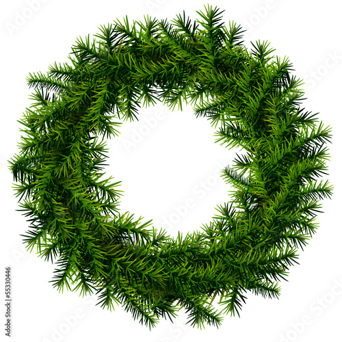 Christmas wreath of pine branches without decoration
