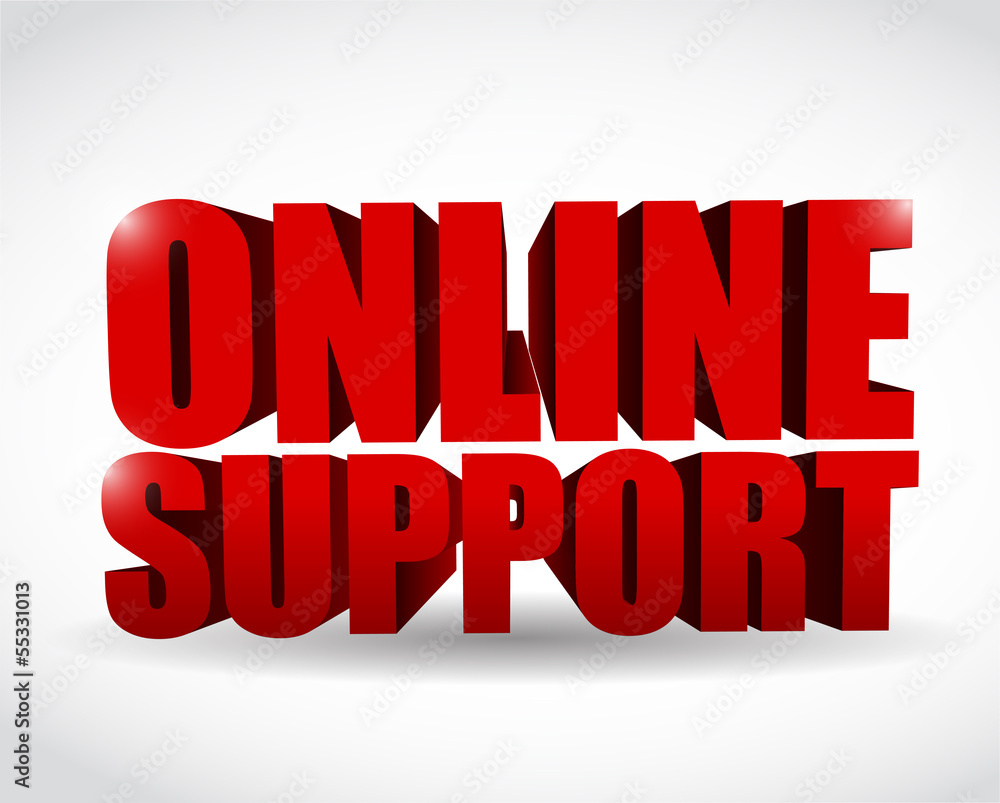 online support 3d text illustration design