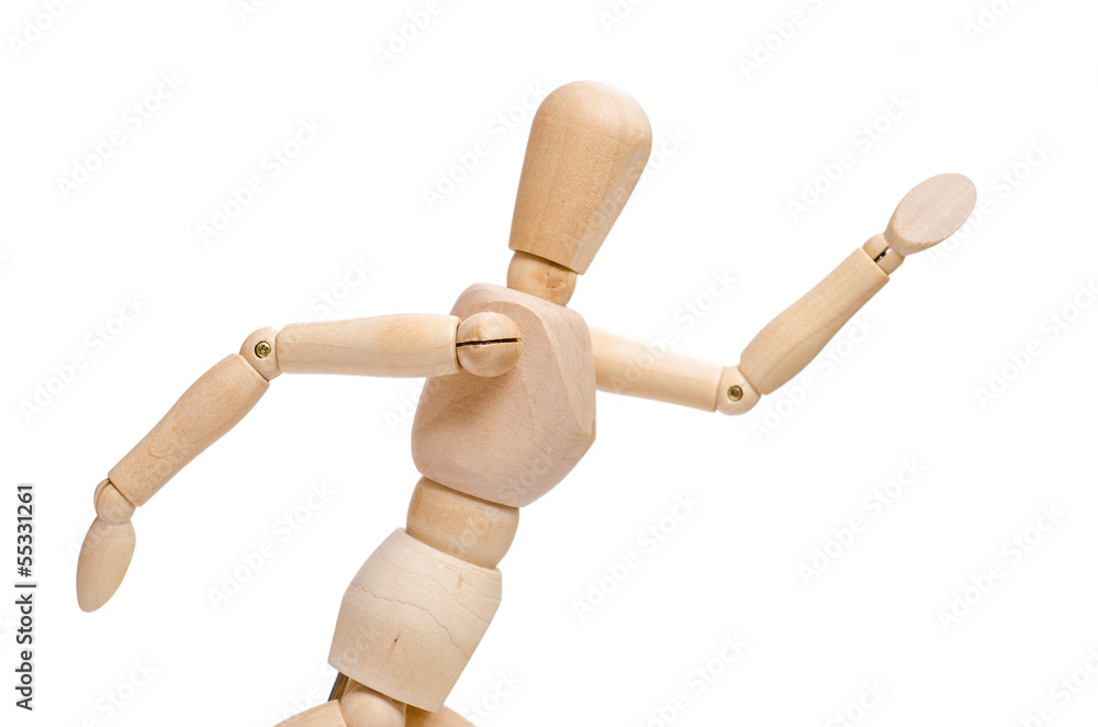 Figur aus Holz im Endspurt Figur aus Holz im Endspurt