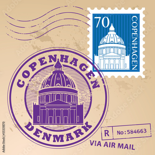 Photography Stamp set with words Copenhagen, Denmark inside, vector