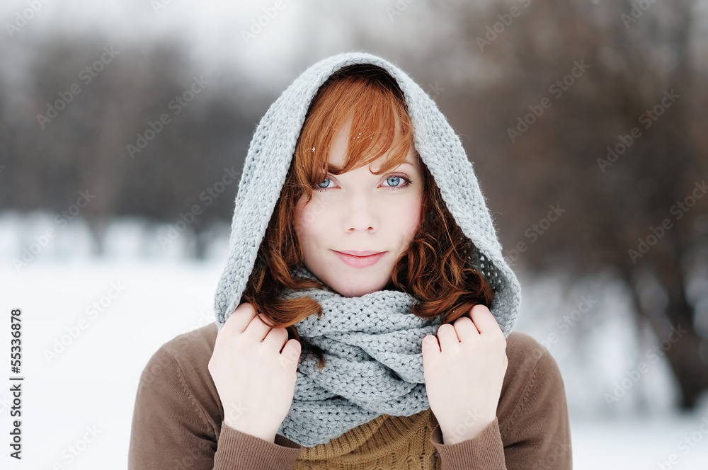 Portrait of beautiful woman in winter Portrait of beautiful woman in winter