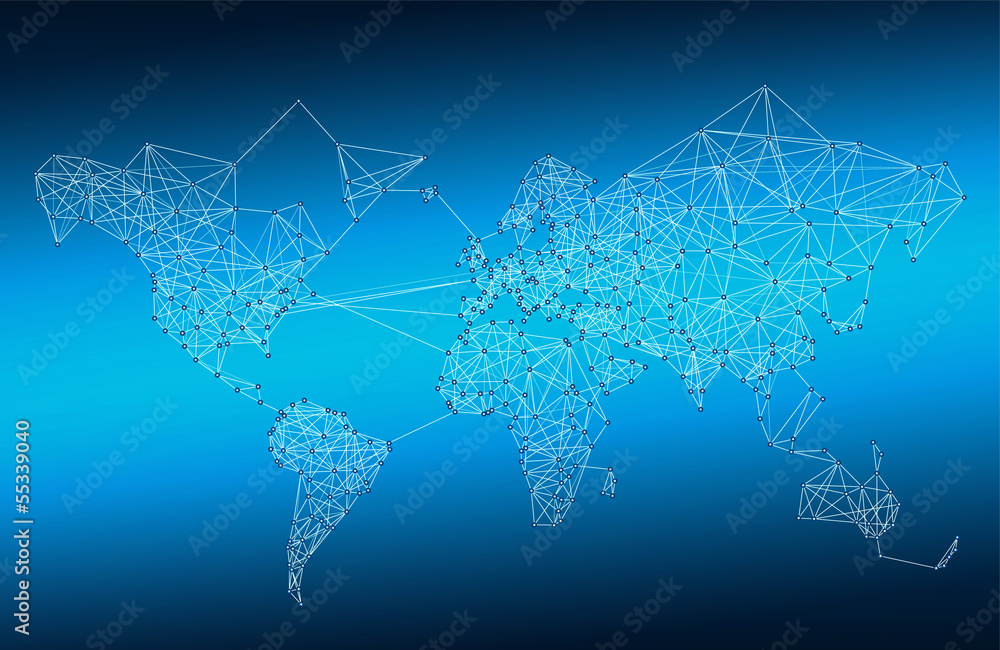 Naklejka premium Abstract telecommunication world map