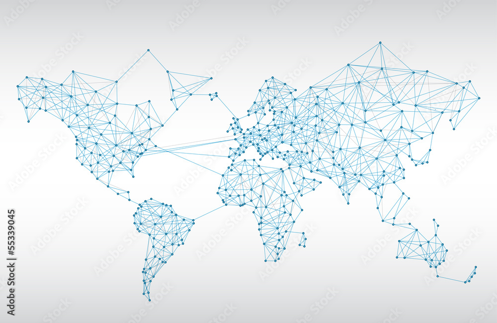 Naklejka premium Streszczenie mapa świata telekomunikacji
