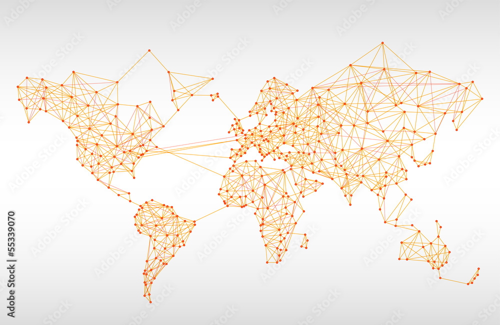 Fototapeta premium Streszczenie mapa świata telekomunikacji