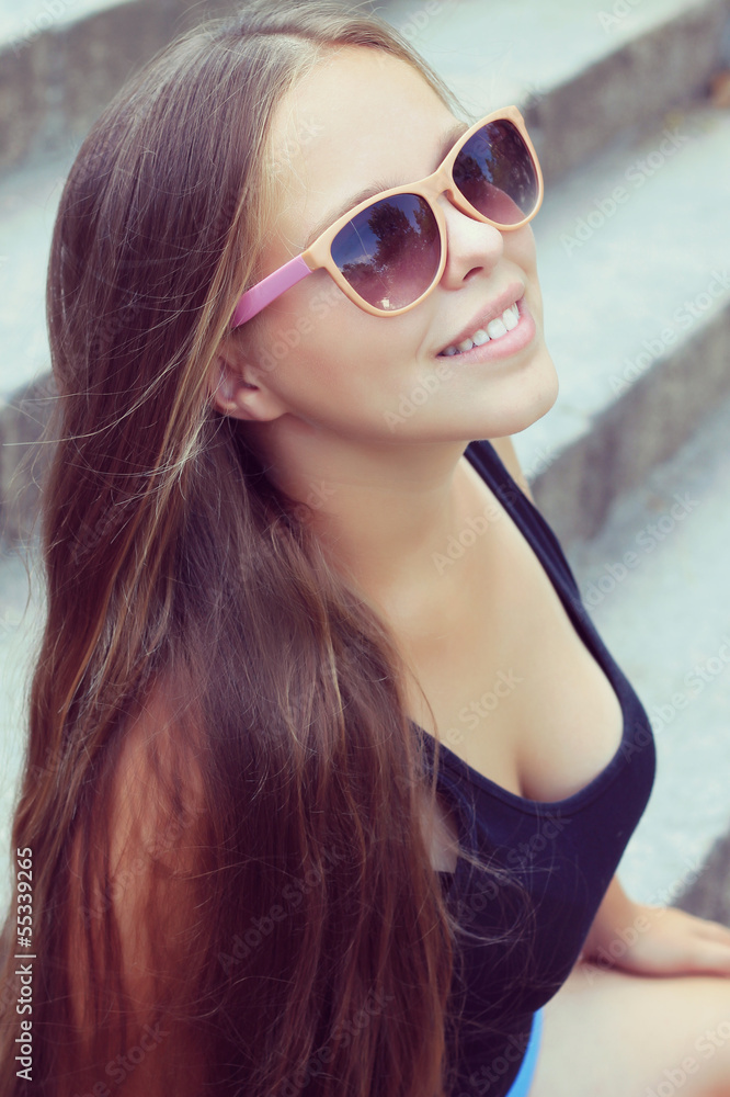 young woman with very long hair. fashion photo shoot young woman with very long hair. fashion photo shoot