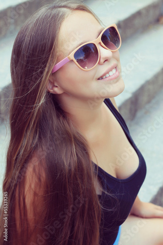 young woman with very long hair. fashion photo shoot    © perminoffa