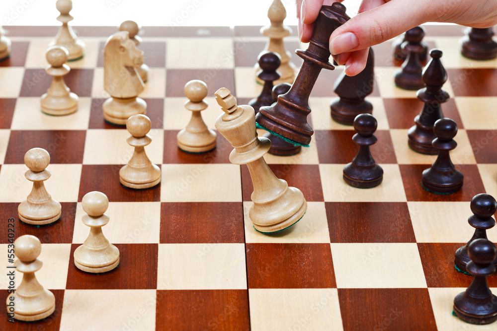 black king pushes white king in chess game black king pushes white king in chess game