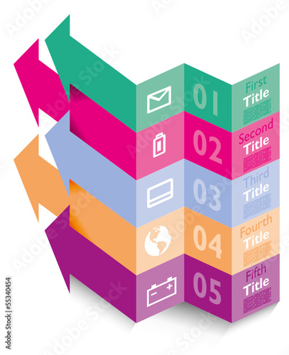 Infografica esempi frecce colorate numeri nastro
