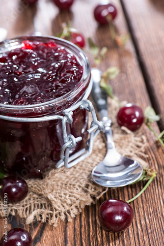 Glass filled with Cherry Jam