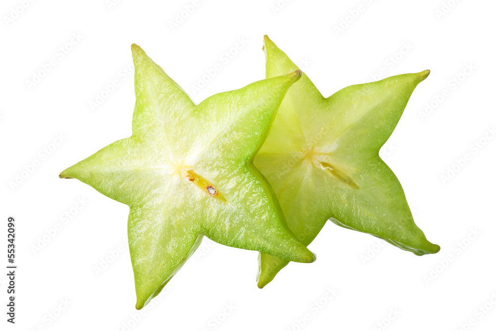Carambola slice. With clipping path Carambola slice. With clipping path