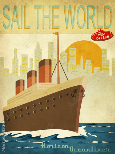 Sail the World Vintage Poster