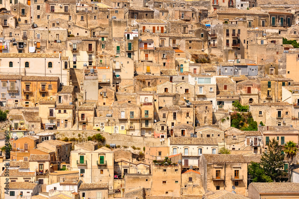 Detail of beautiful houses in town Modica, Sicily Detail of beautiful houses in town Modica, Sicily