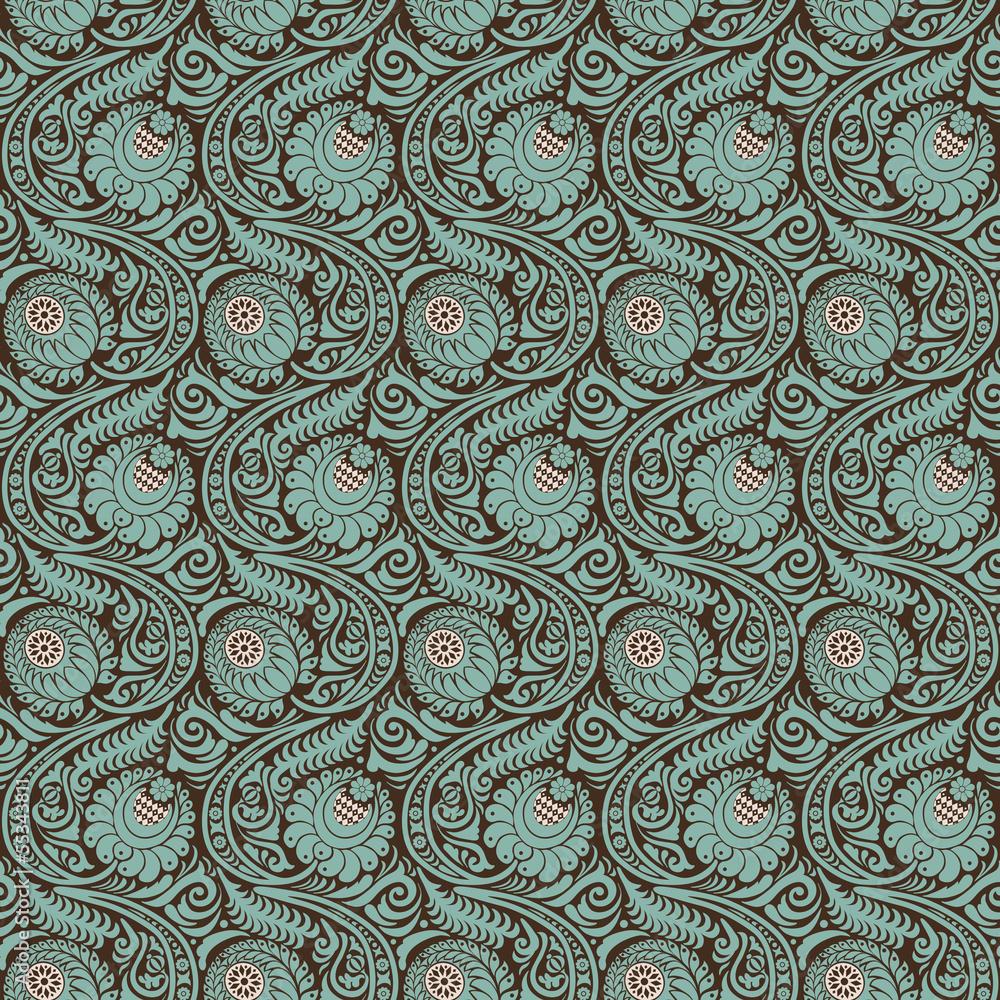 Seamless pattern with stylized chrysanthemums