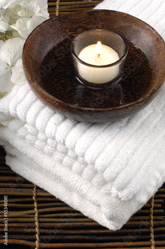 spa composition for bathroom with towel ,candle