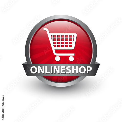 Onlineshop Button rot silber glänzend