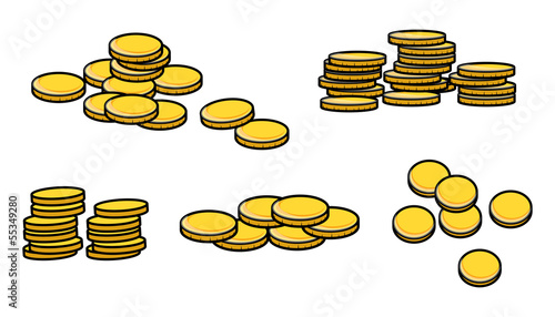 Gold Coins Stack - Cartoon Vector Illustration