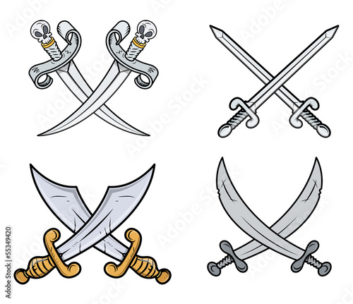 Crossed Swords Set - Cartoon Vector Illustration