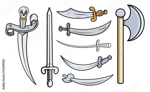 Swords and Weapons - Cartoon Vector Illustration