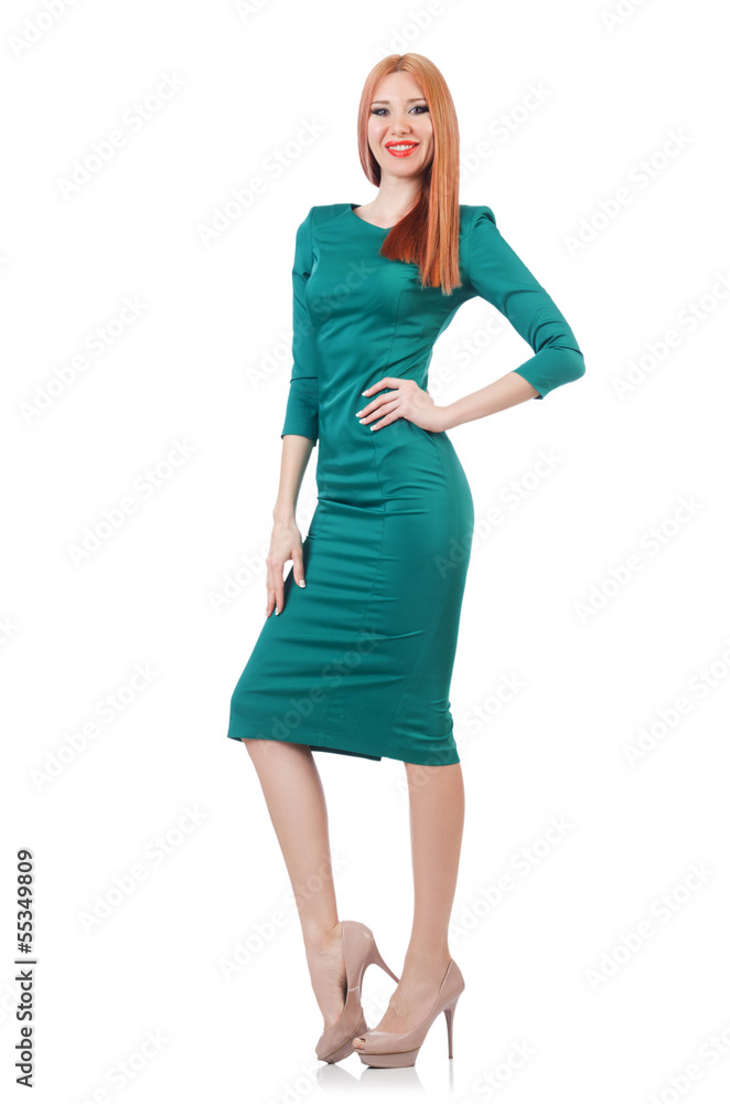 Fototapeta premium Model wearing fashionable clothing on white