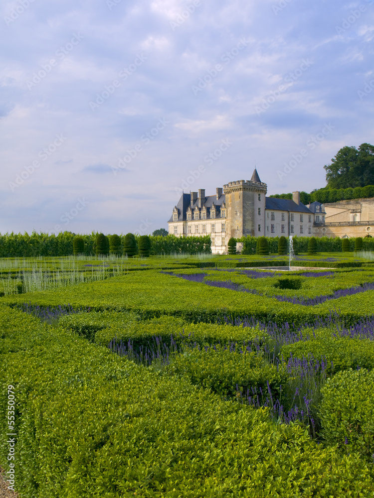 Beautiful view of the Villandry Castle in Loire Valley