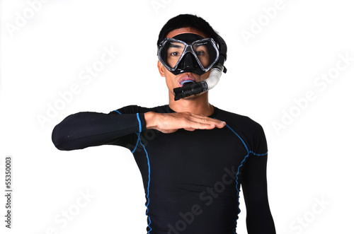 man with snorkeling equipment isolated © anankkml
