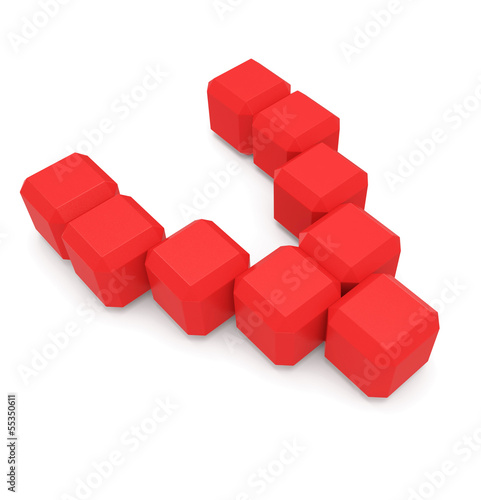 letter V cubic red