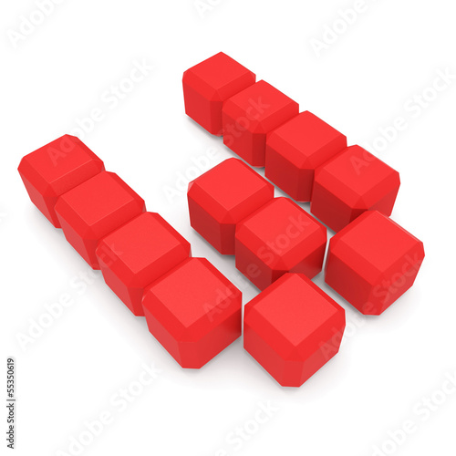 letter W cubic red