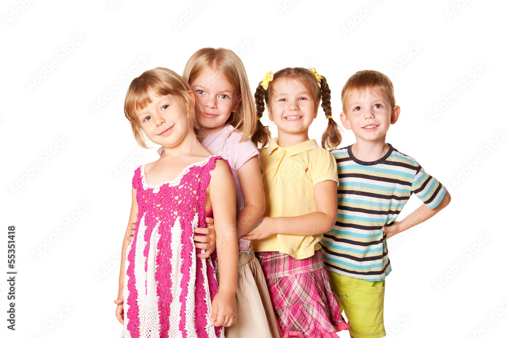 Group of little children playing and smiling. Group of little children playing and smiling.