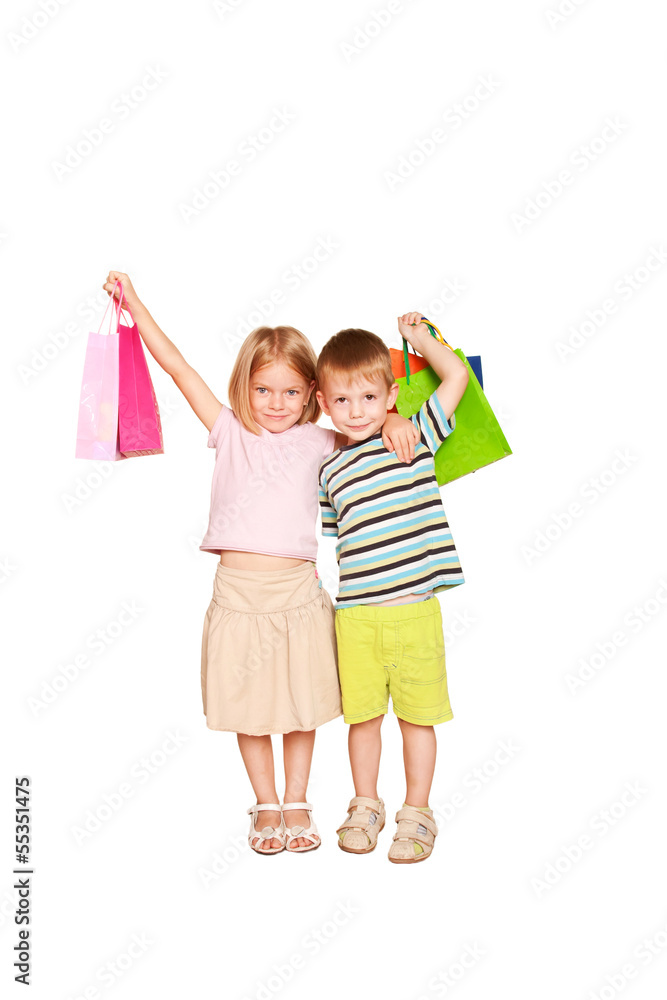 Family shopping. Young couple, boy and girl Family shopping. Young couple, boy and girl
