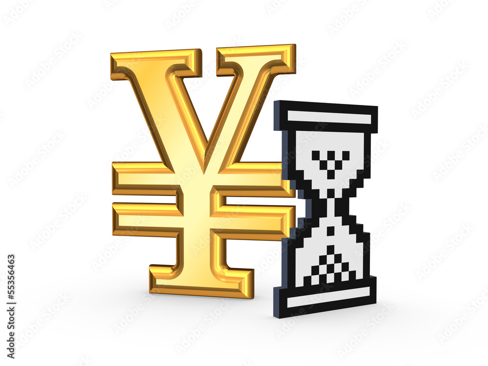 Obraz premium Sandglass icon and symbol of yen.